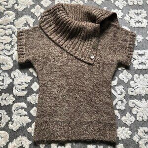 Like love, Brown & White knit, cowl-neck, wool/alpaca blend, sweater, Sz: Small